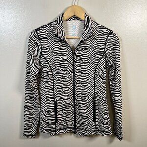 J. Mclaughlin Billie Full Zip Jacket Small Black Zebra Stretch Athletic Active